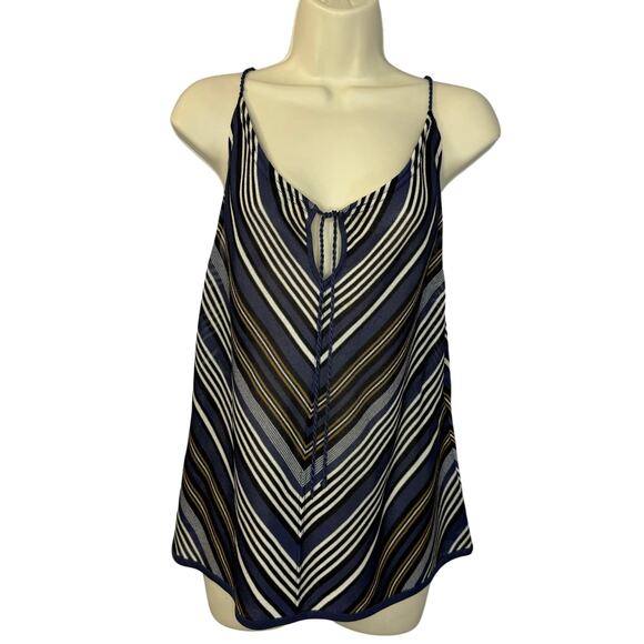 Escada Tops - Escada Silk Knit Chevron Striped Top Tie Front Sleveeless Minimalist Womens 44 L